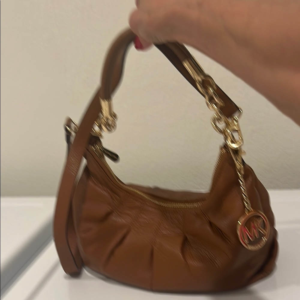 Michael Kors Brown Shoulder Bag with Gold Hardware